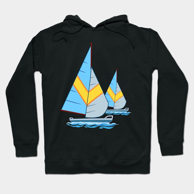 Fun Sailing Gift Print Retro Sailor And Ocean Sailboat Tee Hoodie by Linco